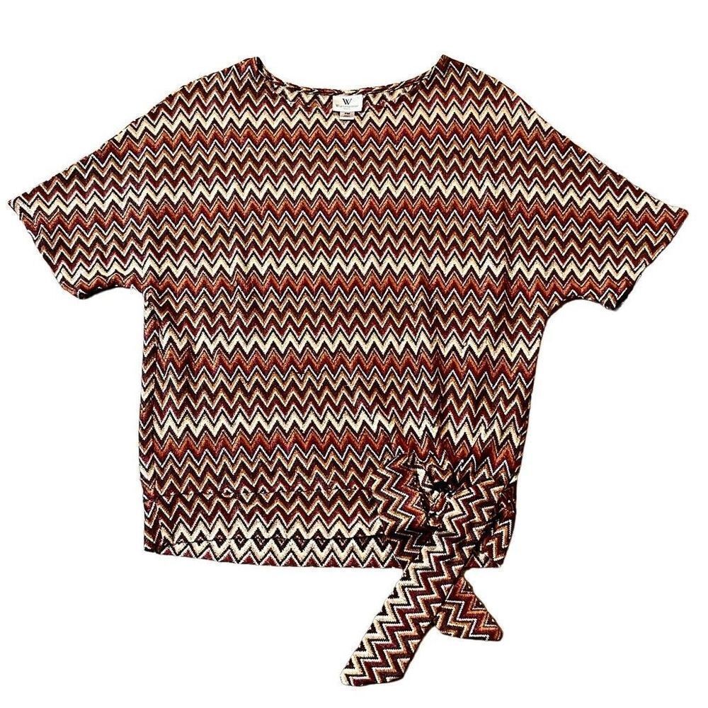 Worthington Petite Medium Chevron Tie Bottom Blouse